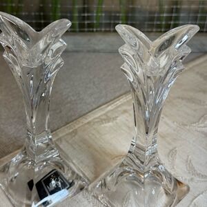 Mikasa black label Art Deco Style set of 2 Candleholders. Flame D'Amore Pattern.